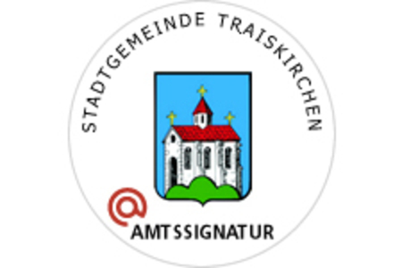 Amtssignatur der Stadtgemeinde Traiskirchen.