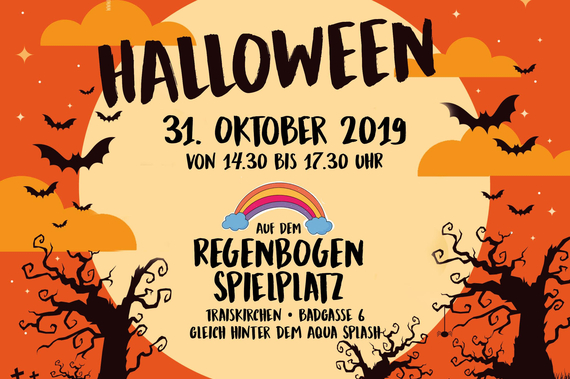 Grafik: Halloween auf dem Regenbogenspielplatz.
