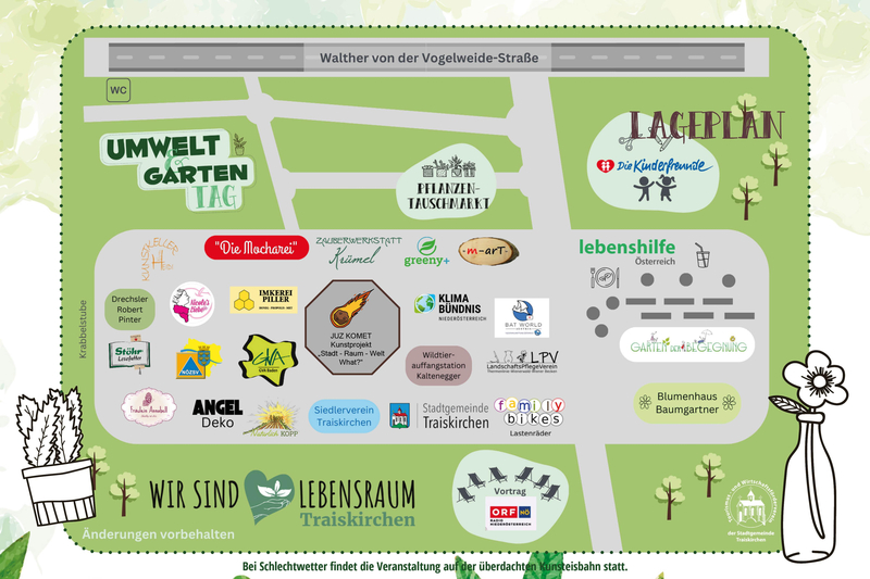 Plan des Stadtparks mit den teilnehmenden Infoständen und Ausstellern