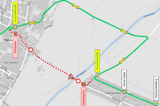 Regionalbuslinie 304 – Umleitung wegen Brückenbauarbeiten