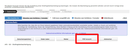 Um Formulare auszudrucken, verwenden Sie bitte immer den Button "PDF-Ansicht"