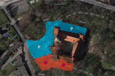 Grafik: Die neue Parkordnung des Vorplatzes des Schloss Tribuswinkel.