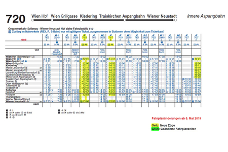 Der neue Fahrplan der Aspangbahn von Wien nach Wr. Neustadt