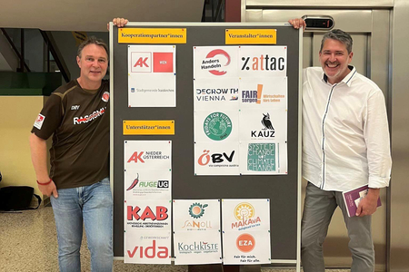 Bgm. Andi Babler und GR Markus Tod bei der Attac Sommerakademie